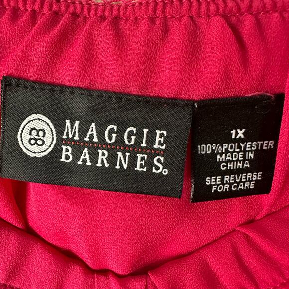 Maggie Barnes Pink Floral Watercolor Lined Elastic Waist Midi Skirt Size 1X - Picture 3 of 6